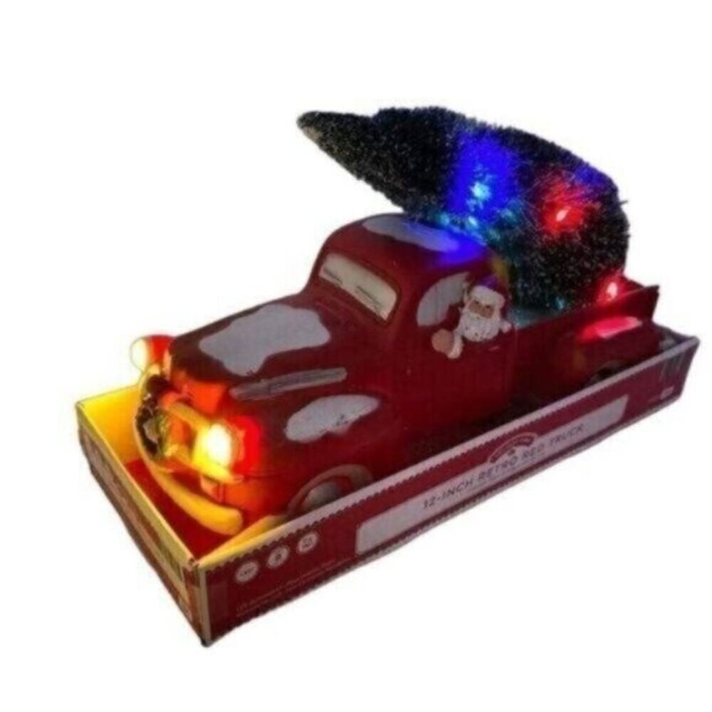 Retro Light Up Christmas Musical Red Truck New - Picture 2 of 10